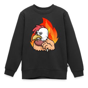 Poulets Grill Fast Food - Sweat Premium enfant bio - noir - Devant - AI Model Kid Female (0cm)