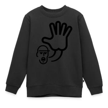 Stop / Signe De La Main - Sweat Premium enfant bio - noir - Devant - AI Model Kid Female (0cm)