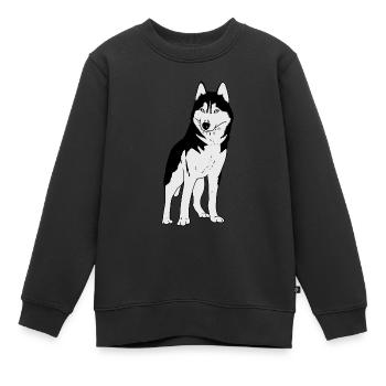 Husky Hund - Kinder Premium Organic Sweatshirt - Schwarz - Vorne - AI Model Kid Female (0cm)
