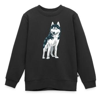Süßer Husky Hund Weihnachtsgeschenk Hunde - Kinder Premium Organic Sweatshirt - Schwarz - Vorne - AI Model Kid Female (0cm)