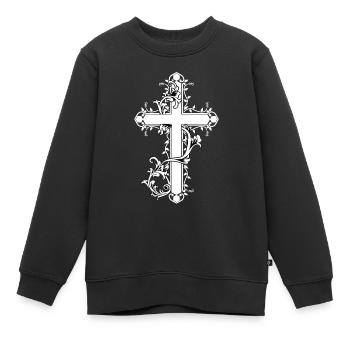 Kreuz Kreuze Barock Religion Symbole Kirche Jesus - Kinder Premium Organic Sweatshirt - Schwarz - Vorne - AI Model Kid Female (0cm)