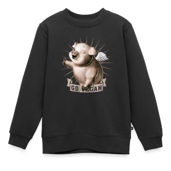 Go Vegan - Sweat Premium enfant bio - noir - Devant - AI Model Kid Female (0cm)