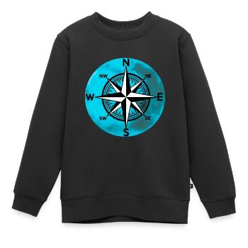 Kompass Planeten Windrose Reisen Nautik Expedition - Kinder Premium Organic Sweatshirt - Schwarz - Vorne - AI Model Kid Female (0cm)
