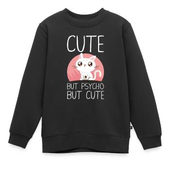 Mignon mais psychopathe mais mignon - Sweat Premium enfant bio - noir - Devant - AI Model Kid Female (0cm)