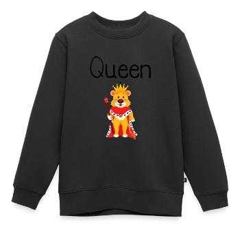 King Queen Partnerlook - Kinder Premium Organic Sweatshirt - Schwarz - Vorne - AI Model Kid Female (0cm)