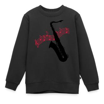 Saxofon / Noten - Kinder Premium Organic Sweatshirt - Schwarz - Vorne - AI Model Kid Female (0cm)