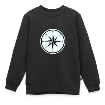 Windrose Kompass Nautik Maritim Kompass - Kinder Premium Organic Sweatshirt - Schwarz - Vorne - AI Model Kid Female (0cm)