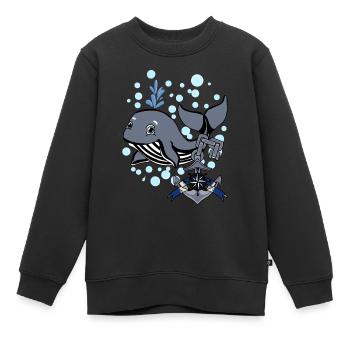 Maritim Seefahrt Wal Fisch Anker Kompass - Kinder Premium Organic Sweatshirt - Schwarz - Vorne - AI Model Kid Female (0cm)