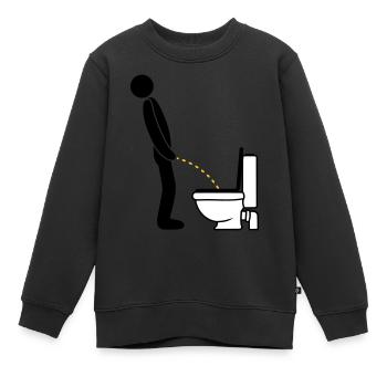 Logo de toilette debout pee piss toilette toilette toilette aulne - Sweat Premium enfant bio - noir - Devant - AI Model Kid Female (0cm)