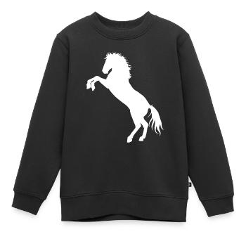 Cheval sauvage étalon cheval chevaux poney cavalier d'équitation - Sweat Premium enfant bio - noir - Devant - AI Model Kid Female (0cm)