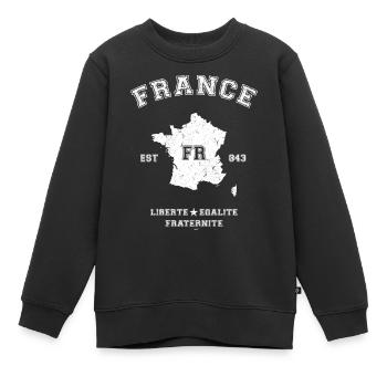 France - Kinder Premium Organic Sweatshirt - Schwarz - Vorne - AI Model Kid Female (0cm)