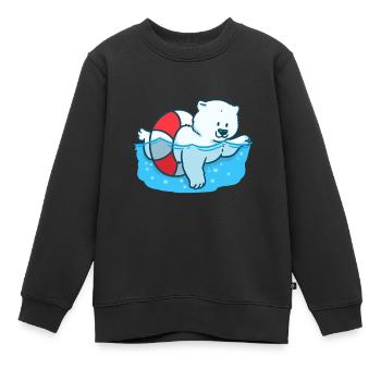 Eisbär Klimawandel Klima Global Arktis Nordpol - Kinder Premium Organic Sweatshirt - Schwarz - Vorne - AI Model Kid Female (0cm)