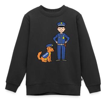 Polizist und Polizeihund - Kinder Premium Organic Sweatshirt - Schwarz - Vorne - AI Model Kid Female (0cm)