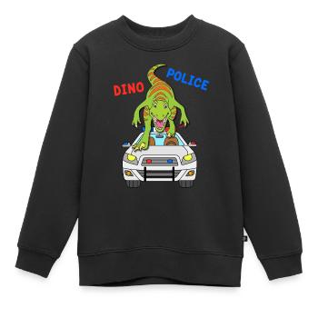 Voiture de police Dino Police Velociraptor - Sweat Premium enfant bio - noir - Devant - AI Model Kid Female (0cm)