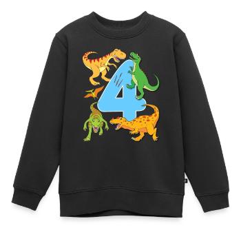 Dinosaures 4 ans garçon - Sweat Premium enfant bio - noir - Devant - AI Model Kid Female (0cm)