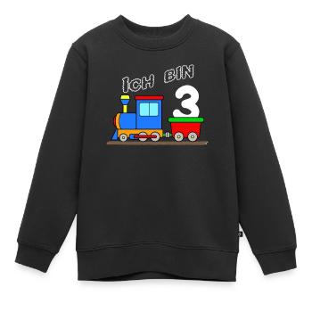 Train locomotive 3 ans de chemin de fer 3ème anniversaire locomotive - Sweat Premium enfant bio - noir - Devant - AI Model Kid Female (0cm)