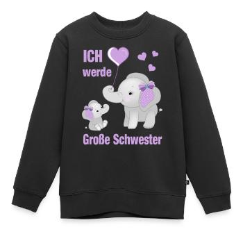 Ich werde große Schwester werden kleine Elefanten - Kinder Premium Organic Sweatshirt - Schwarz - Vorne - AI Model Kid Female (0cm)