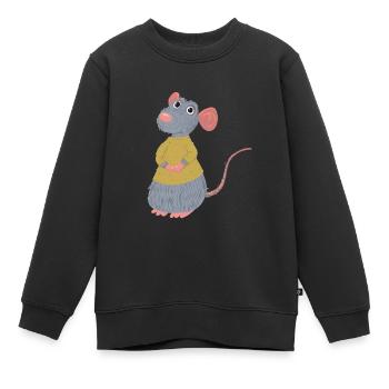 Rat rongeur rongeur souris vermine ravageur - Sweat Premium enfant bio - noir - Devant - AI Model Kid Female (0cm)