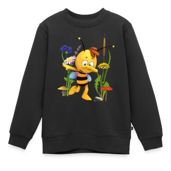 Maya De Bij Willy Dabbing - Kinder Premium sweater biologisch - zwart - Voor - AI Model Kid Female (0cm)