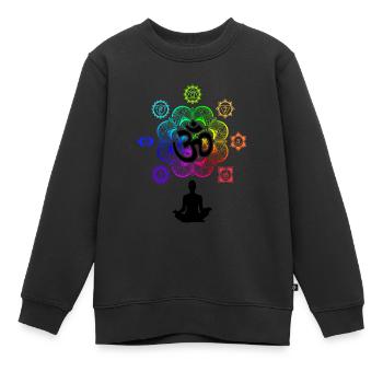 Symboles de chakra de méditation Les sept chakras - Sweat Premium enfant bio - noir - Devant - AI Model Kid Female (0cm)