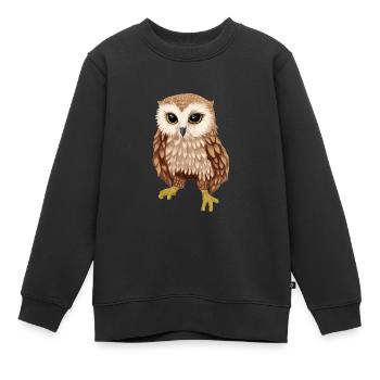 Eule Wildtiere Waldtiere Eulen Zoologie Nachtaktiv - Kinder Premium Organic Sweatshirt - Schwarz - Vorne - AI Model Kid Female (0cm)