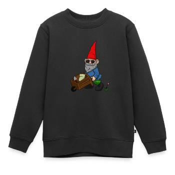Nain de jardin brouette jardin pelle naine - Sweat Premium enfant bio - noir - Devant - AI Model Kid Female (0cm)