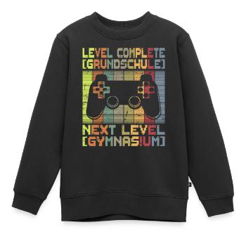 Level Grundschule Abschluss Gymnasium Gamer - Kinder Premium Organic Sweatshirt - Schwarz - Vorne - AI Model Kid Female (0cm)