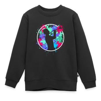 Joueur de trompette trompette trompette - Sweat Premium enfant bio - noir - Devant - AI Model Kid Female (0cm)