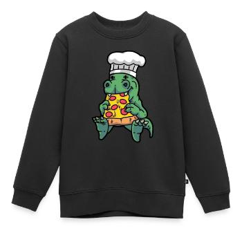 Pizza Baker Dino Restaurant Gourmet Kids - Sweat Premium enfant bio - noir - Devant - AI Model Kid Female (0cm)