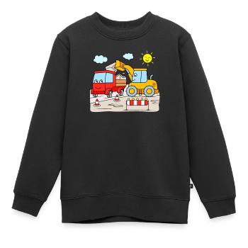 Bagger und Kipplaster auf der Baustelle für Kinder - Kinder Premium Organic Sweatshirt - Schwarz - Vorne - AI Model Kid Female (0cm)