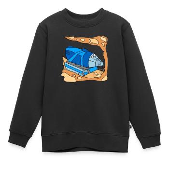 Tunnel forage de construction tunnelier - Sweat Premium enfant bio - noir - Devant - AI Model Kid Female (0cm)