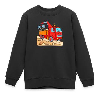 Camion avec pelle pelle Pelle De construction Enfants - Sweat Premium enfant bio - noir - Devant - AI Model Kid Female (0cm)