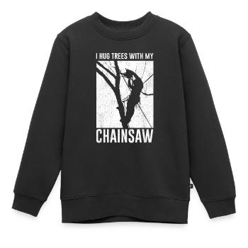 Bûcheron tronçonneuse forestier cadeau forestier - Sweat Premium enfant bio - noir - Devant - AI Model Kid Female (0cm)
