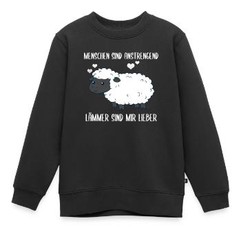 Menschen Sind Anstrengend Lämmer Spruch Lamm Schaf - Kinder Premium Organic Sweatshirt - Schwarz - Vorne - AI Model Kid Female (0cm)