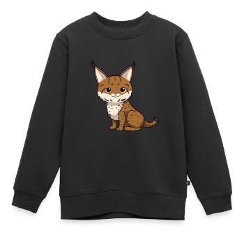 Luchs - Kinder Premium Organic Sweatshirt - Schwarz - Vorne - AI Model Kid Female (0cm)