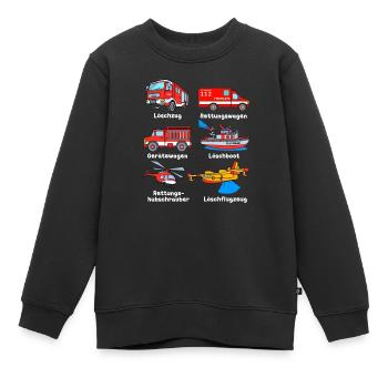 Véhicules de pompiers populaires Véhicules de pompiers - Sweat Premium enfant bio - noir - Devant - AI Model Kid Female (0cm)