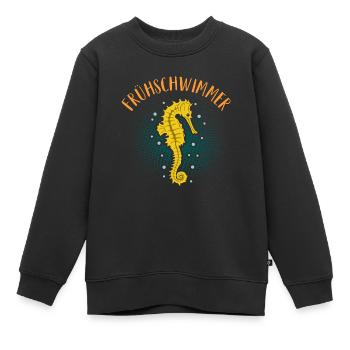 Frühschwimmer Seepferdchen Bestanden Abzeichen - Kinder Premium Organic Sweatshirt - Schwarz - Vorne - AI Model Kid Female (0cm)