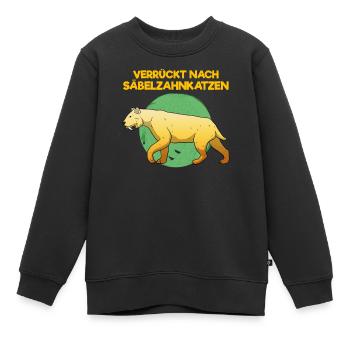Säbelzahnkatze Säbelzahntiger Steinzeit Archäologe - Kinder Premium Organic Sweatshirt - Schwarz - Vorne - AI Model Kid Female (0cm)