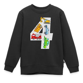 Véhicules 4e anniversaire Jeunes pompiers de police - Sweat Premium enfant bio - noir - Devant - AI Model Kid Female (0cm)