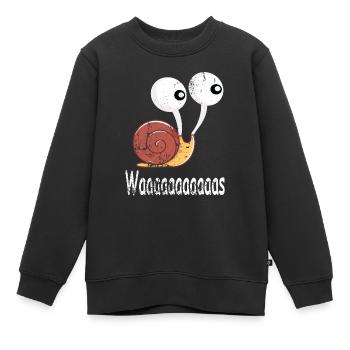 Schnecke Lustig Schneckenhaus große Augen Geschenk - Kinder Premium Organic Sweatshirt - Schwarz - Vorne - AI Model Kid Female (0cm)