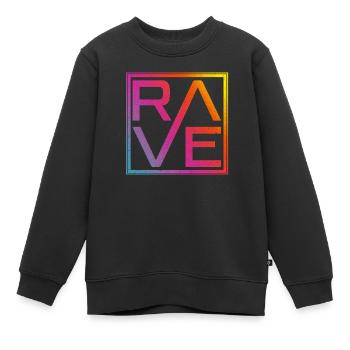 Raving, rave, techno, house, soirée edm - Sweat Premium enfant bio - noir - Devant - AI Model Kid Female (0cm)