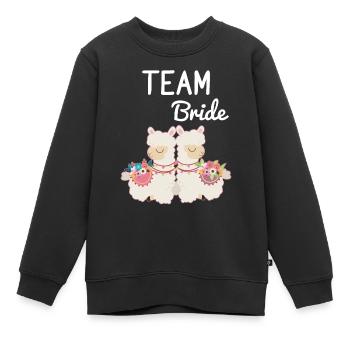 Team Bride Braut Alpaca Lama Alpaka JGA Party - Kinder Premium Organic Sweatshirt - Schwarz - Vorne - AI Model Kid Female (0cm)
