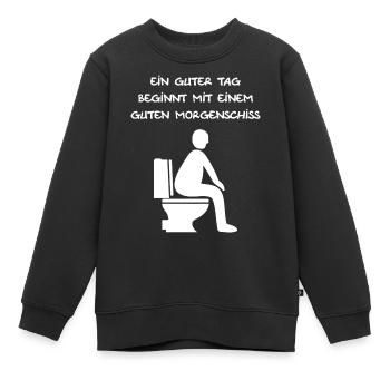 Klo, kacken, Morgenschiss, scheißen, WC, Stuhlgang - Kinder Premium Organic Sweatshirt - Schwarz - Vorne - AI Model Kid Female (0cm)