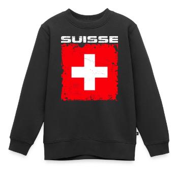 Suisse Fan - Sweat Premium enfant bio - noir - Devant - AI Model Kid Female (0cm)