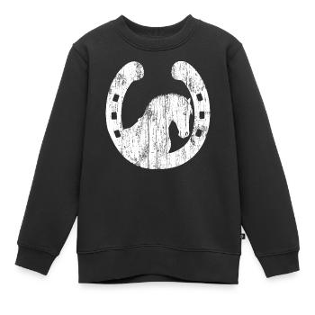Pferd im Hufeisen Reiter Reiterin Reiterhof reiten - Kinder Premium Organic Sweatshirt - Schwarz - Vorne - AI Model Kid Female (0cm)