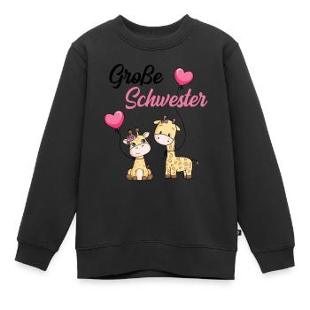 Große Schwester Giraffe - Kinder Premium Organic Sweatshirt - Schwarz - Vorne - AI Model Kid Female (0cm)