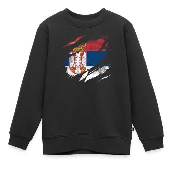 Manteau drapeau Serbie - Sweat Premium enfant bio - noir - Devant - AI Model Kid Female (0cm)