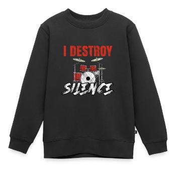 Schlagzeug Musik Drum'n'bass Drumset Becken Rock - Kinder Premium Organic Sweatshirt - Schwarz - Vorne - AI Model Kid Female (0cm)