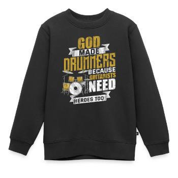 Tambours batteur baguettes tambour - Sweat Premium enfant bio - noir - Devant - AI Model Kid Female (0cm)