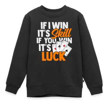 poker - Sweat Premium enfant bio - noir - Devant - AI Model Kid Female (0cm)